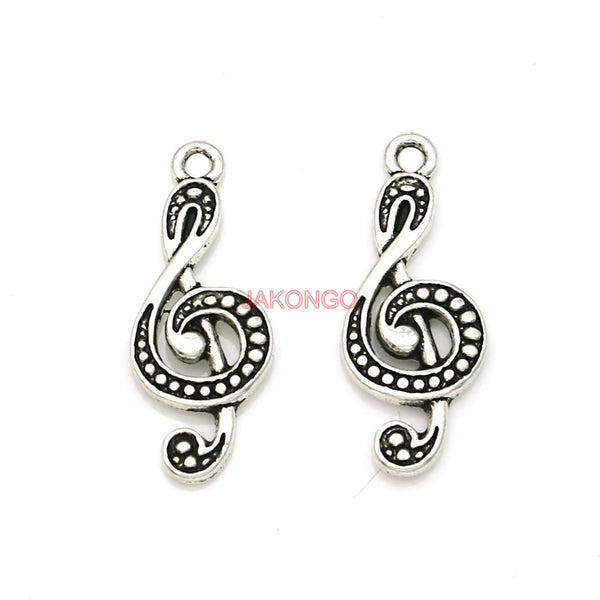 20pcs Antique Silver Plated Music Note Charms Pendants for Necklace Jewelry Making