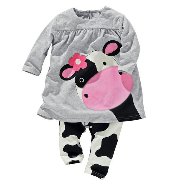 Hot sale spring autumn baby girl clothes casual long-sleeved T-shirt+Pants suit