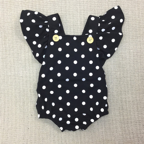 Baby Girls Dot Rompers Girl Summer Cotton Ruffle Sleeve Romper Toddler Fashion Jumpsuit