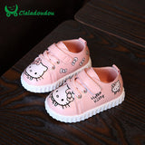 Claladoudou 2017 0-2Y Baby Shoes Soft Sole Toddler Walking Shoes Hello Kitty Red Pink