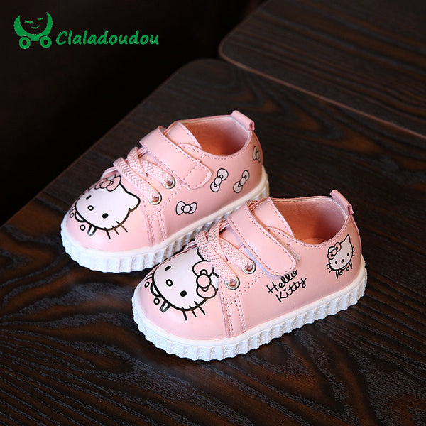 Claladoudou 2017 0-2Y Baby Shoes Soft Sole Toddler Walking Shoes Hello Kitty Red Pink