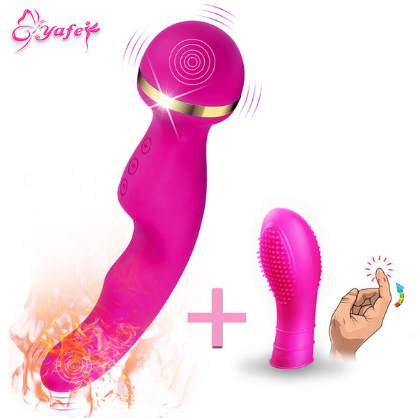 YAFEI 10 Speed Powerful  Intelligent Heating Vibrator Dual Magic Wand Vibration Body Massage