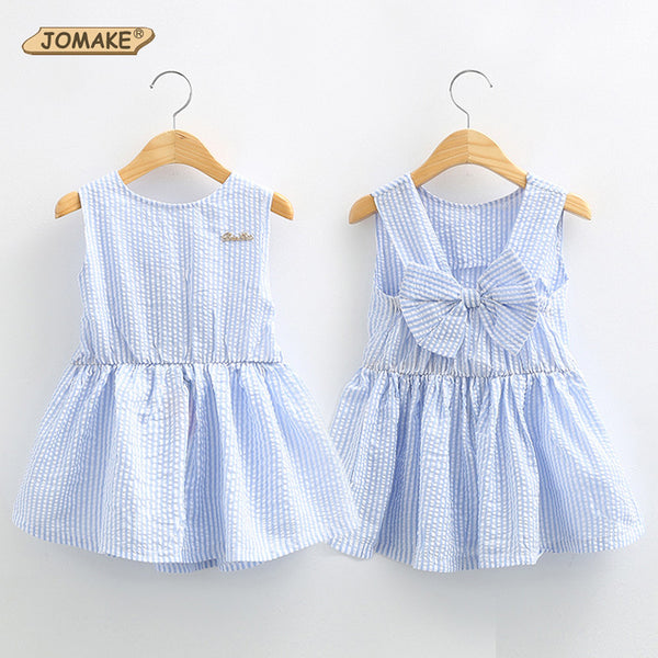 Classic Plaid Baby Girls Dresses Summer 2016 Sleeveless Girl Dress with Bowknot Casual Girls