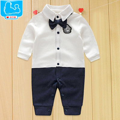 Handsome Baby Rompers Infant Newborn 0-18M Bow Romper Costume Cotton Tie Jumpsuit