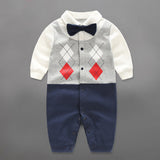 Handsome Baby Rompers Infant Newborn 0-18M Bow Romper Costume Cotton Tie Jumpsuit