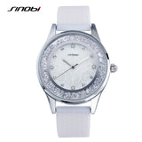 SINOBI Fashion Quartz Watches Women Diamonds Wrist Watch Silicone Watchband Top Luxury Brand