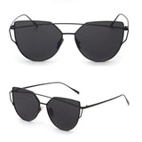 Newest Cat Eye Sunglasses Women Brand Designer Twin-Beams Sun Glasses Mirror