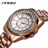 2017 New Sinobi luxury Dress Brand Fashion Watch Woman Ladies Gold Diamond