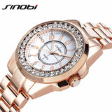 2017 New Sinobi luxury Dress Brand Fashion Watch Woman Ladies Gold Diamond