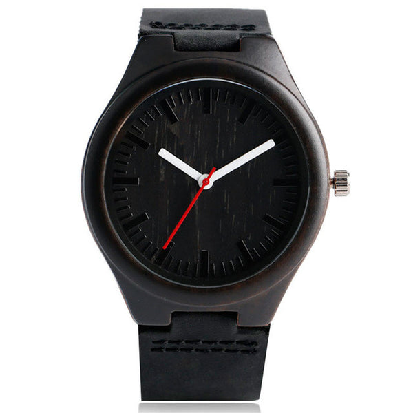 Simple Casual Wooden Watch Natural Bamboo Handmade Wristwatch Genuine Leatehr Band Strap Quartz-watch Men Women Gift