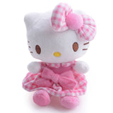 Plush Doll Hello Kitty Plush Pink Grid Skirts Hello Kitty Cat with Bow Sucker Hang Kids for Girls Gifts