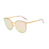 Donna Oversized Cat Eye Sunglasses Women Round Mirror Gold Rose Frame