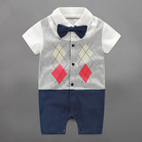Handsome Baby Rompers Infant Newborn 0-18M Bow Romper Costume Cotton Tie Jumpsuit