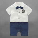 Handsome Baby Rompers Infant Newborn 0-18M Bow Romper Costume Cotton Tie Jumpsuit
