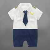 Handsome Baby Rompers Infant Newborn 0-18M Bow Romper Costume Cotton Tie Jumpsuit