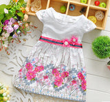 Retail 2017 Baby girl fashion dress print pearl kids summer dresses girls Brand dress princess baby dress