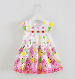 Retail 2017 Baby girl fashion dress print pearl kids summer dresses girls Brand dress princess baby dress