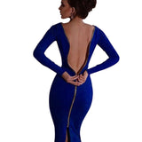 VESTLINDA Plus Size Robe Sexy Femme Midi Sheath Bodycon Dress Long Sleeve Elegant Dresses