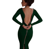 VESTLINDA Plus Size Robe Sexy Femme Midi Sheath Bodycon Dress Long Sleeve Elegant Dresses