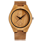 High Quality Handmade Moose Elk Deer Head Watches Natural Wooden Bamboo Clock