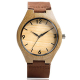 Casual Genuine Leather Band Strap Bamboo Handmade Bangle Wooden Wrist Watch Sport Nature Wood Ebony Quartz Men Women Gift