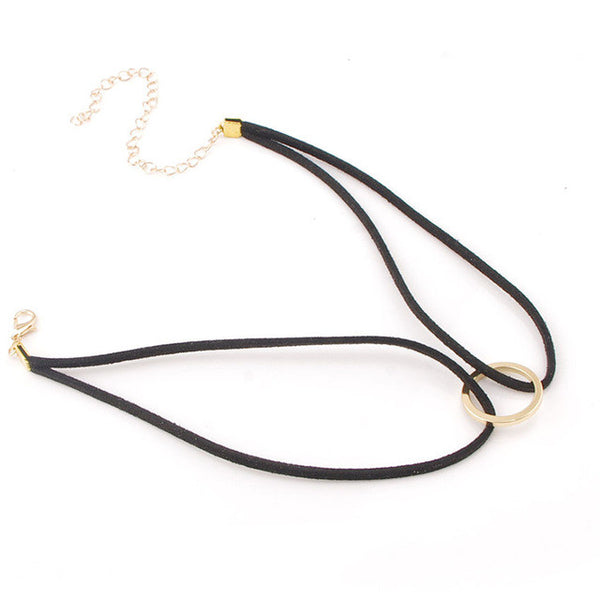 Simple Black Velvet Choker Necklace Gold Circle Chocker Chokers Necklaces For Women