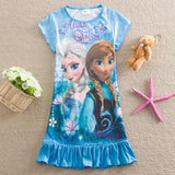 Elsa Dress Snow Queen Kids Summer Cartoon Anna Flounced Dresses For Girls Party