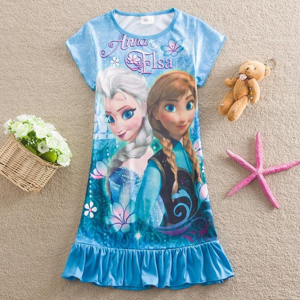 Elsa Dress Snow Queen Kids Summer Cartoon Anna Flounced Dresses For Girls Party