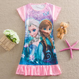 Elsa Dress Snow Queen Kids Summer Cartoon Anna Flounced Dresses For Girls Party