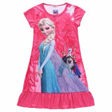 Elsa Dress Snow Queen Kids Summer Cartoon Anna Flounced Dresses For Girls Party