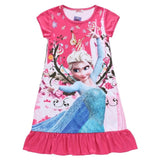 Elsa Dress Snow Queen Kids Summer Cartoon Anna Flounced Dresses For Girls Party