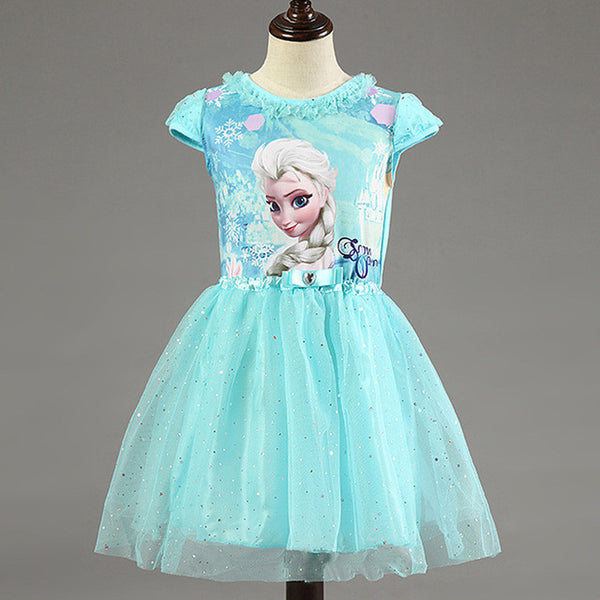 Girl Dress Summer Brand Toddler Girls Clothes Lace Sequins Princess Anna Elsa Dress Snow