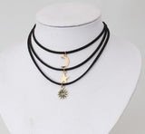 3 Pcs Sets Chokers Necklaces Alloy Star Moon Sun  Pendants Maxi Necklaces