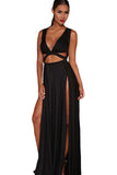 New Celebrity Cropped Deep V Neck Long Dress Women Sexy Two Side