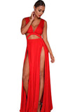 New Celebrity Cropped Deep V Neck Long Dress Women Sexy Two Side