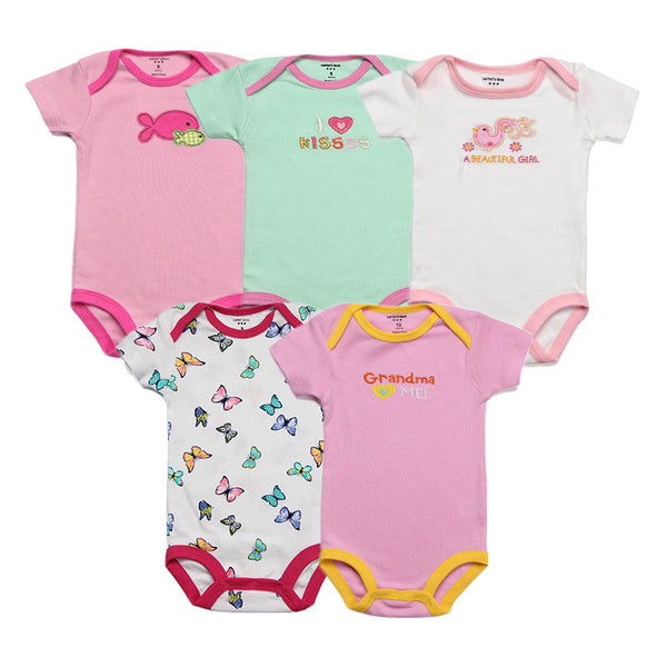 5pcs/lot Baby Bodysuits 100% Cotton Infant Body Short Sleeve Clothing