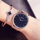 GIMTO Simple Fashion Weave Stainless Steel Rose Gold Watch Women Dress Ladies Watches Top Brand Luxury