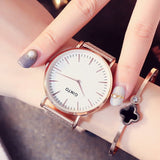 GIMTO Simple Fashion Weave Stainless Steel Rose Gold Watch Women Dress Ladies Watches Top Brand Luxury