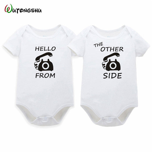 Fashion Summer White Baby Bodysuits 0-12Months Twins Baby Boy Girl Clothes