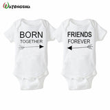 Fashion Summer White Baby Bodysuits 0-12Months Twins Baby Boy Girl Clothes