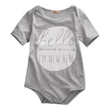 2016 Newborn Baby Boys Girls Bodysuit Hello Summer Short Sleeve Infant Kids