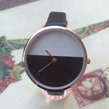 Simple Style Luxury Brand Women's Fashion Dress Watches Black White Dial Thin Belt Leather