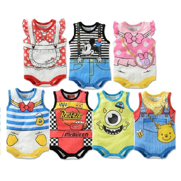 2017 Summer Cartoon Baby Bodysuit Mickey Boys Clothes Minnie Baby Girl Jumpsuits