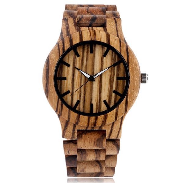 Creative 2017 Wooden Watch Mens Bamboo Quartz Minimalist Handmade Nature Wood Stripe Top Brand Luxury Reloj Hombre Clock
