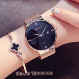 Luxury Fashion Lady Casual Watches Rose Gold Minimalism Rhinestone Simple Calendar Women Watches