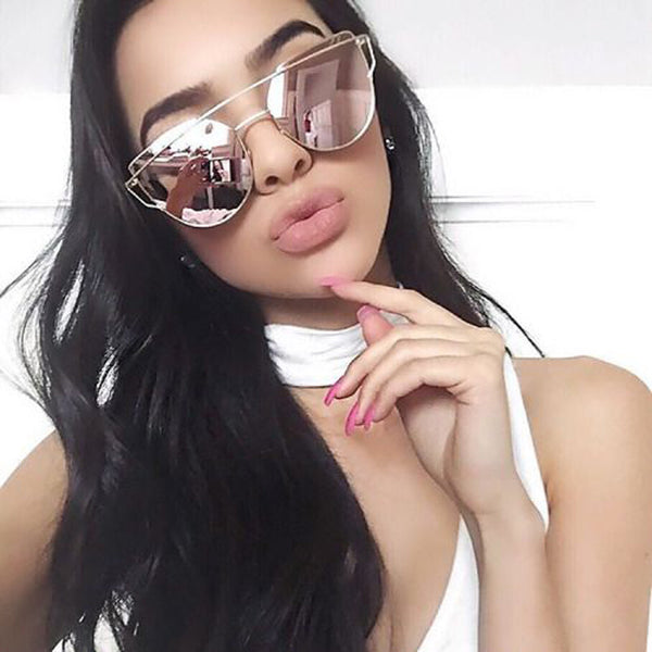 VCKA Cat Eye Sunglasses Women Brand Vintage Fashion Rose Gold Mirror Sun Glasses