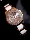 2017 NEW women fashion watch luxury Rose gold crystal diamond bracelet watches Ceramic