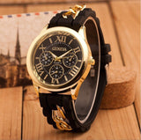 2017 New Famous Brand Gold Alloy Chain Geneva Casual Quartz Watch Women Silicone Watches