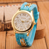 2017 New Famous Brand Gold Alloy Chain Geneva Casual Quartz Watch Women Silicone Watches