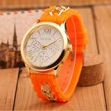 2017 New Famous Brand Gold Alloy Chain Geneva Casual Quartz Watch Women Silicone Watches